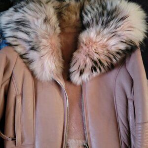 Suede Leather, Real Fox Fur Coat